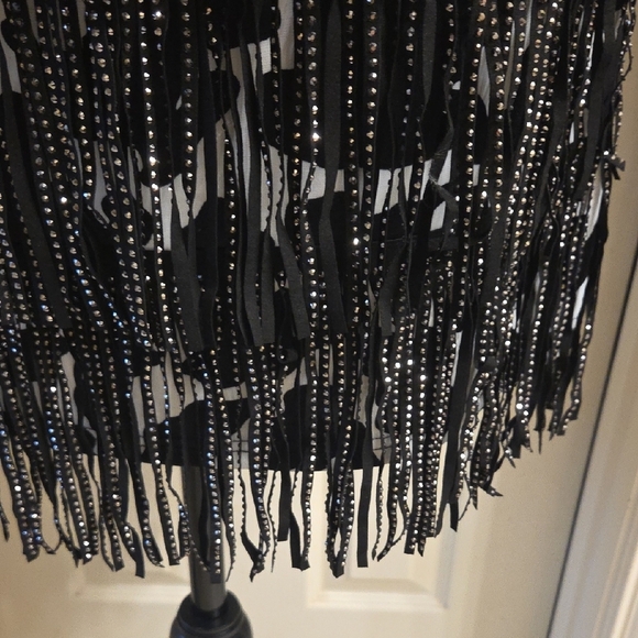 Black and White Cow Print Fringe Skirt NWT - Picture 5 of 16